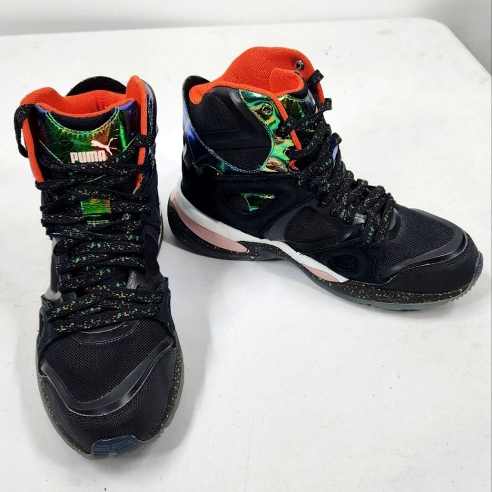 Puma McQueen Tech Runner Mid black holographic men's 7 women's 8.5